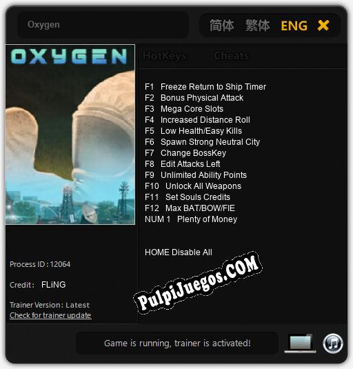 Oxygen: Cheats, Trainer +13 [FLiNG]