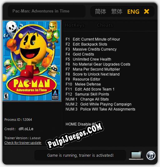 Pac-Man: Adventures in Time: Trainer +15 [v1.2]