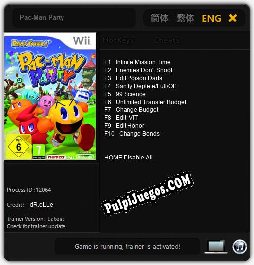 Pac-Man Party: Cheats, Trainer +10 [dR.oLLe]