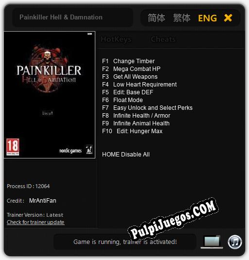 Painkiller Hell & Damnation: Trainer +10 [v1.7]