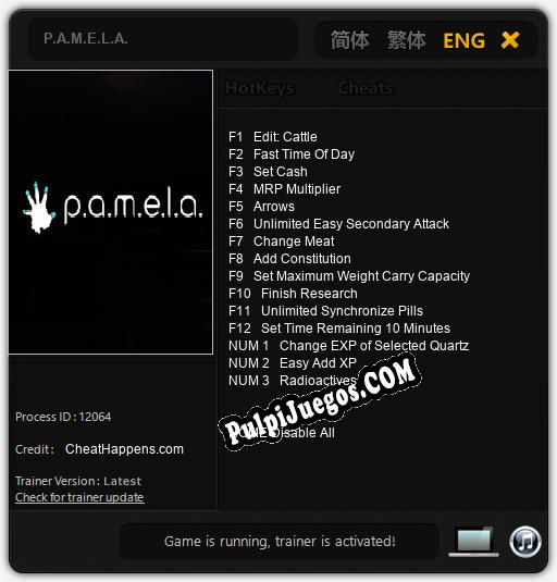 P.A.M.E.L.A.: Cheats, Trainer +15 [CheatHappens.com]