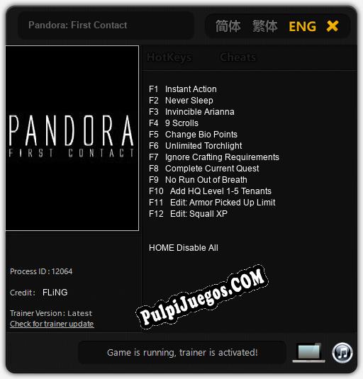 Pandora: First Contact: Treinador (V1.0.81)