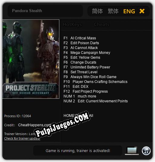 Pandora Stealth: Trainer +14 [v1.2]