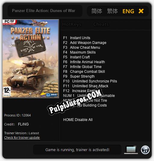 Entrenador liberado a Panzer Elite Action: Dunes of War [v1.0.6]