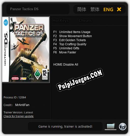 Panzer Tactics DS: Cheats, Trainer +6 [MrAntiFan]