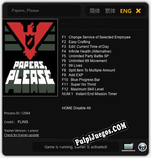 Papers, Please: Treinador (V1.0.26)