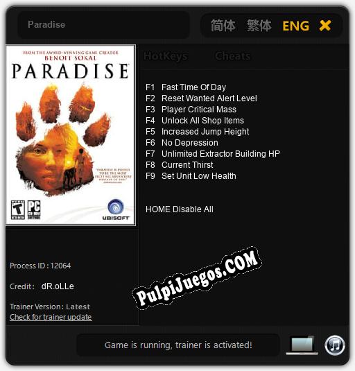 Paradise: Cheats, Trainer +9 [dR.oLLe]