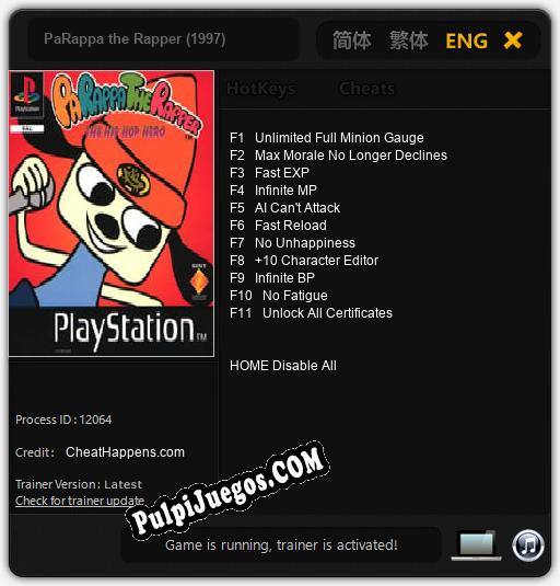 PaRappa the Rapper (1997): Treinador (V1.0.79)