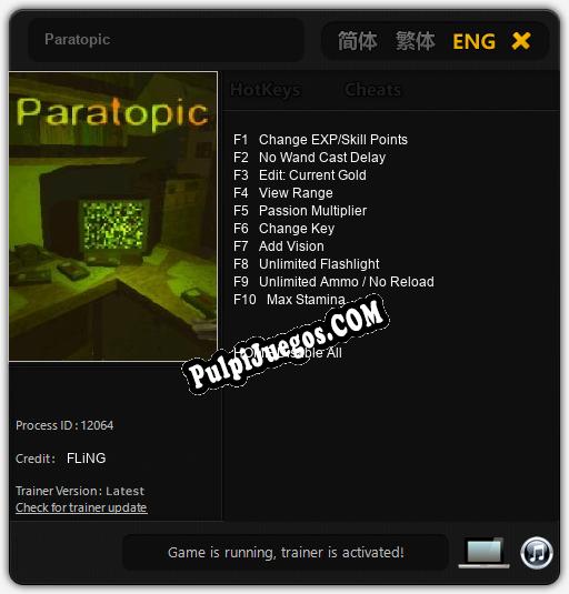 Entrenador liberado a Paratopic [v1.0.9]