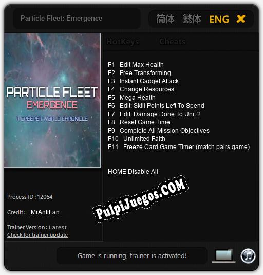 Particle Fleet: Emergence: Cheats, Trainer +11 [MrAntiFan]