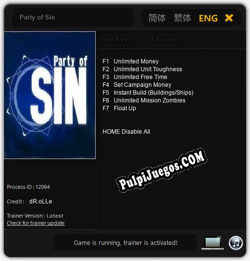 Party of Sin: Cheats, Trainer +7 [dR.oLLe]