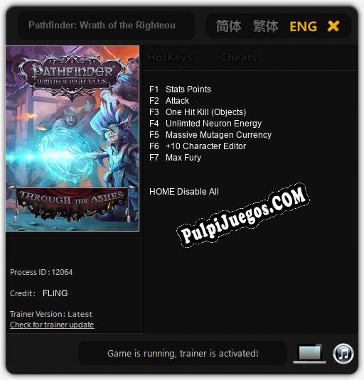 Pathfinder: Wrath of the Righteous Through the Ashes: Treinador (V1.0.70)