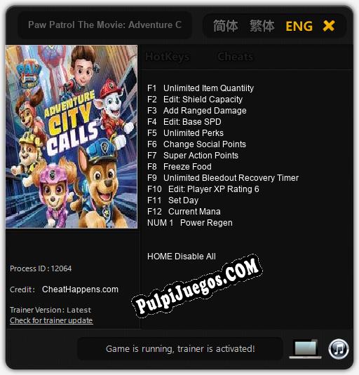 Entrenador liberado a Paw Patrol The Movie: Adventure City Calls [v1.0.5]