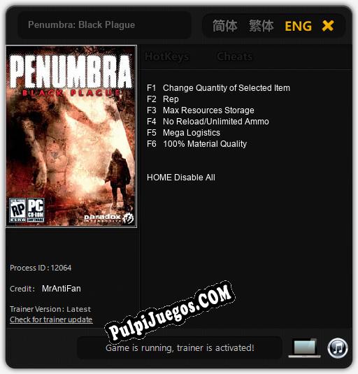 Penumbra: Black Plague: Trainer +6 [v1.1]