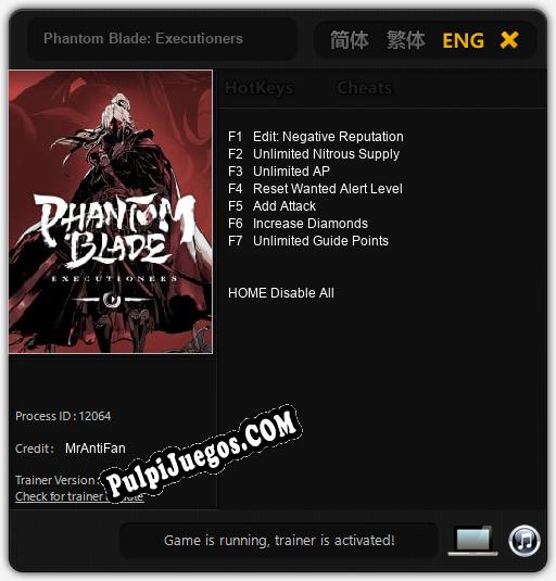 Phantom Blade: Executioners: Treinador (V1.0.35)