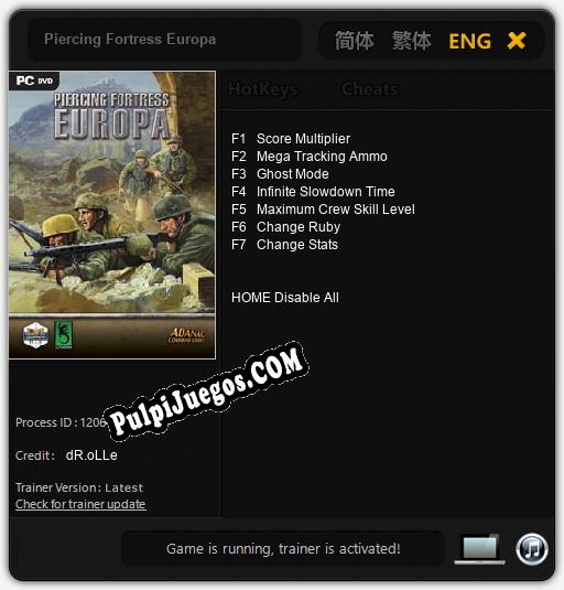 Piercing Fortress Europa: Cheats, Trainer +7 [dR.oLLe]