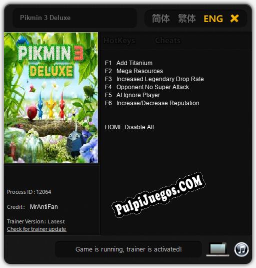 Entrenador liberado a Pikmin 3 Deluxe [v1.0.9]