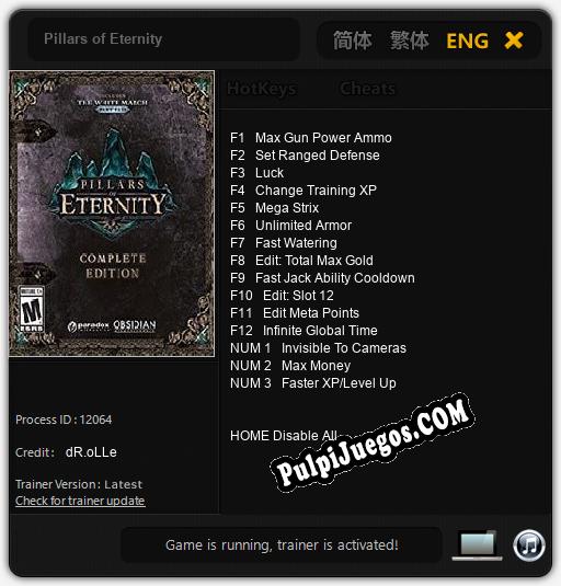 Entrenador liberado a Pillars of Eternity [v1.0.2]