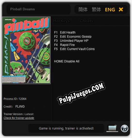 Pinball Dreams: Treinador (V1.0.91)