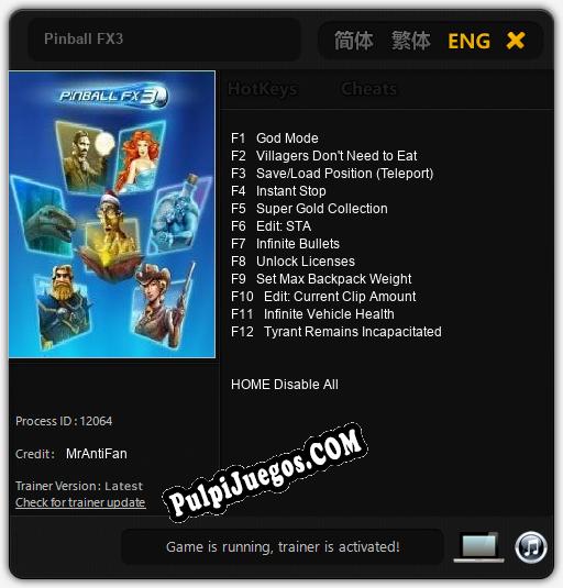 Pinball FX3: Cheats, Trainer +12 [MrAntiFan]