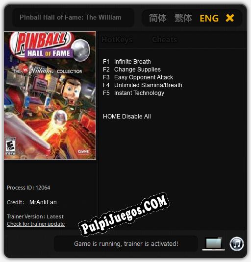 Entrenador liberado a Pinball Hall of Fame: The Williams Collection [v1.0.1]