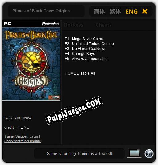 Pirates of Black Cove: Origins: Treinador (V1.0.70)