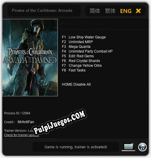 Entrenador liberado a Pirates of the Caribbean: Armada of the Damned [v1.0.8]