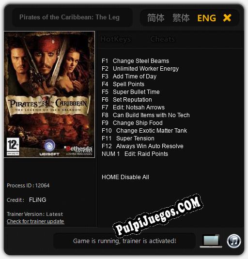 Pirates of the Caribbean: The Legend of Jack Sparrow: Treinador (V1.0.48)