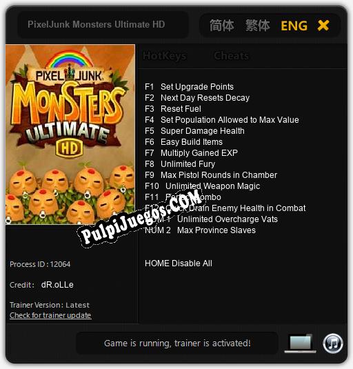 Entrenador liberado a PixelJunk Monsters Ultimate HD [v1.0.8]