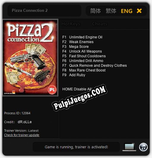 Pizza Connection 2: Cheats, Trainer +9 [dR.oLLe]