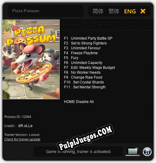 Pizza Possum: Trainer +11 [v1.1]