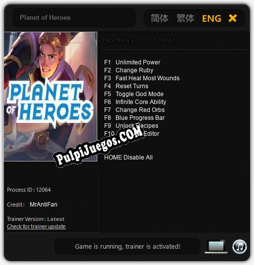 Planet of Heroes: Cheats, Trainer +10 [MrAntiFan]