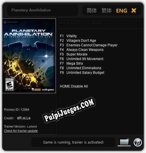 Planetary Annihilation: Trainer +9 [v1.6]