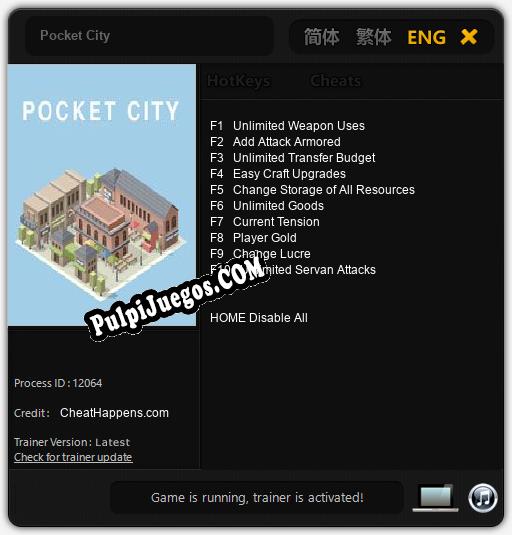 Pocket City: Trainer +10 [v1.5]