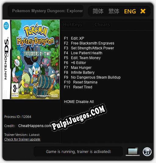 Pokemon Mystery Dungeon: Explorers of Time: Trainer +11 [v1.1]