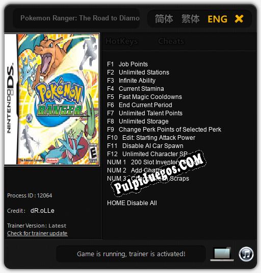 Pokemon Ranger: The Road to Diamond and Pearl: Cheats, Trainer +15 [dR.oLLe]