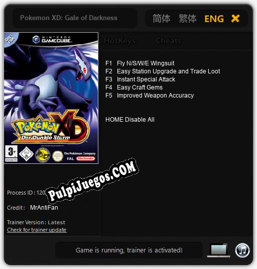 Pokemon XD: Gale of Darkness: Treinador (V1.0.67)