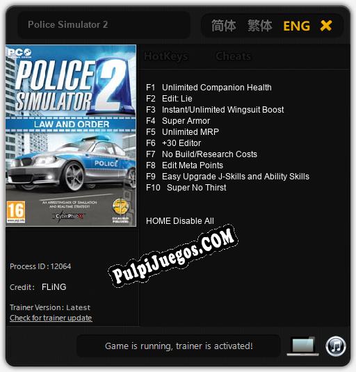 Police Simulator 2: Trainer +10 [v1.6]