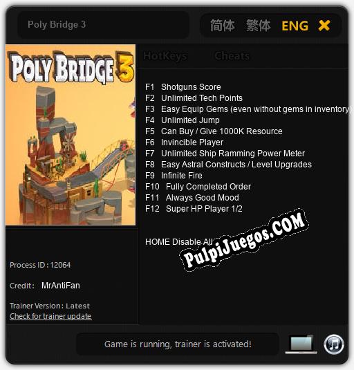 Poly Bridge 3: Trainer +12 [v1.9]