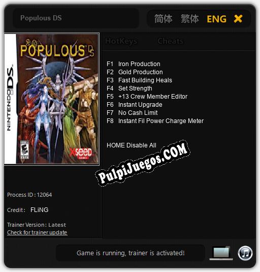 Populous DS: Trainer +8 [v1.1]