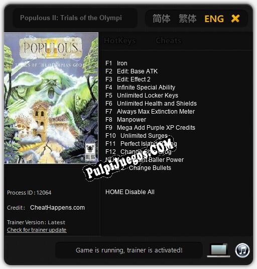 Populous II: Trials of the Olympian Gods: Trainer +14 [v1.6]