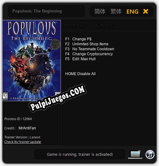 Populous: The Beginning: Trainer +5 [v1.6]