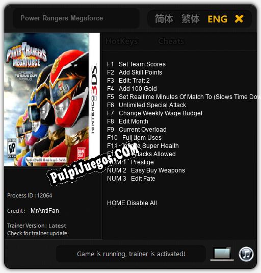 Power Rangers Megaforce: Treinador (V1.0.93)