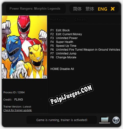 Power Rangers: Morphin Legends: Treinador (V1.0.61)