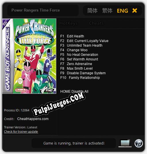 Entrenador liberado a Power Rangers Time Force [v1.0.9]