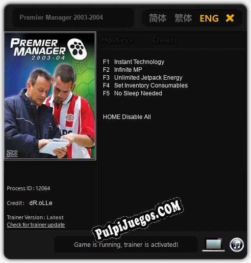 Premier Manager 2003-2004: Treinador (V1.0.96)