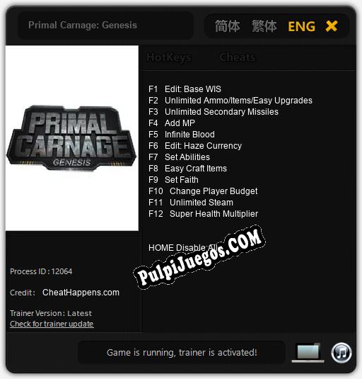 Primal Carnage: Genesis: Trainer +12 [v1.5]