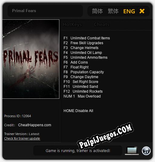 Primal Fears: Treinador (V1.0.56)