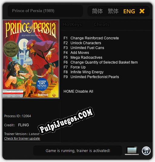 Prince of Persia (1989): Treinador (V1.0.85)