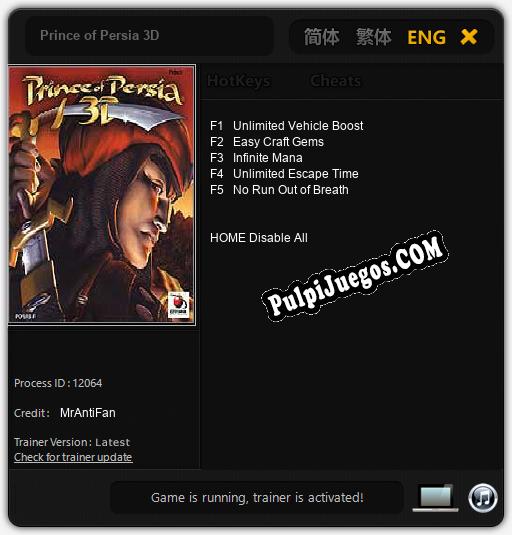 Prince of Persia 3D: Treinador (V1.0.42)